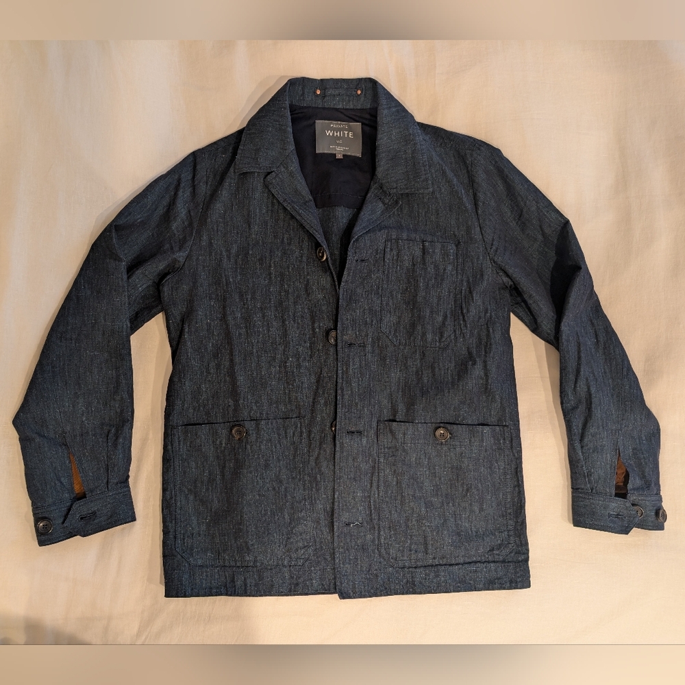 Private White VC Indigo Cotton-Linen Mayfair Shacket